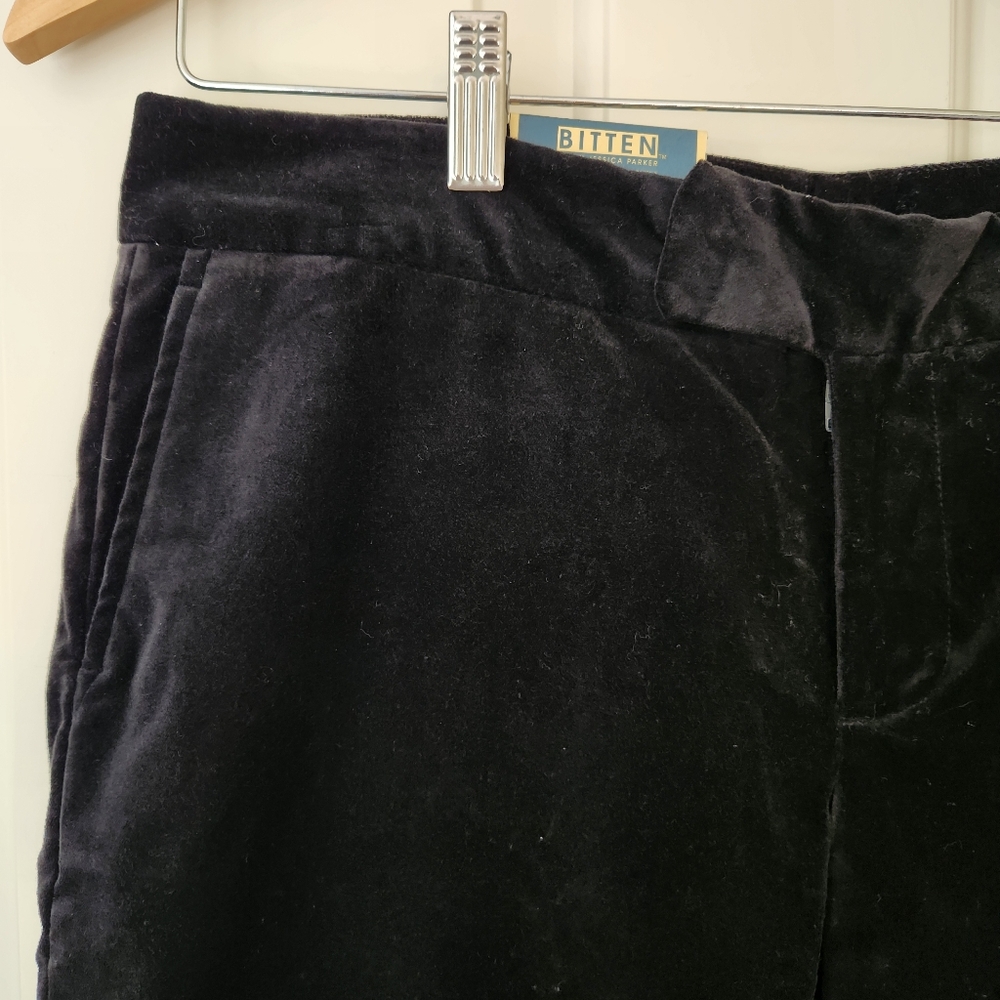 Velvet Black Pants Bitten Sarah Jessica Parker SJP Dressy Holiday Fall Winter 12 - Picture 5 of 12